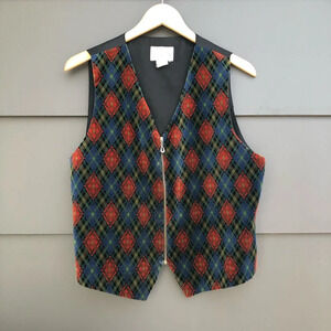 Vintage Northern Traditions Argyle design Vest - Size L - Cotton Velour front